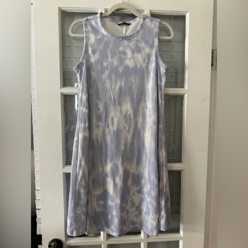 Shein Women’s M Tie Dye‎ Blue White Tank Sleeveless Lined Dress | SKU 0699